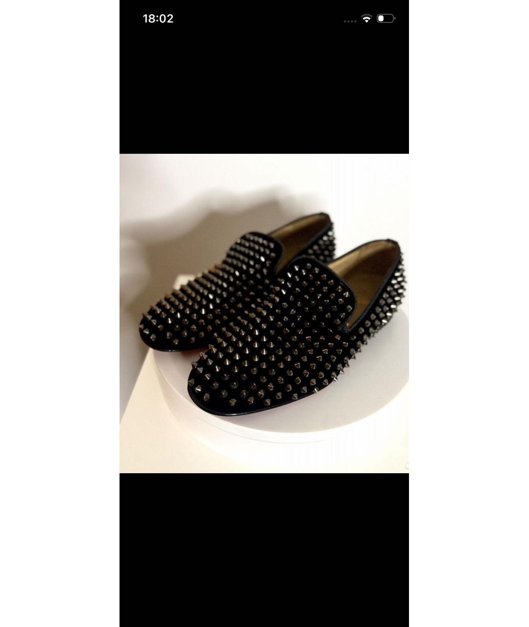 CHRISTIAN LOUBOUTIN Черные замшевые лоферы, фото 3