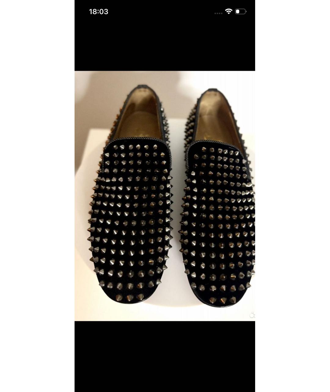 CHRISTIAN LOUBOUTIN Черные замшевые лоферы, фото 2