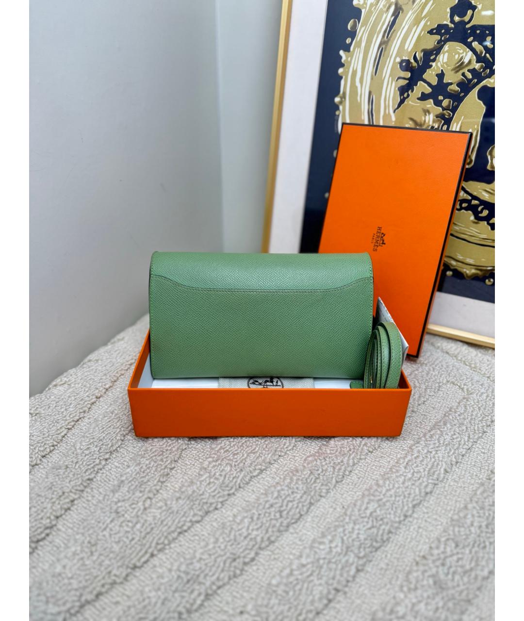 HERMES Зеленая кожаная сумка через плечо, фото 2