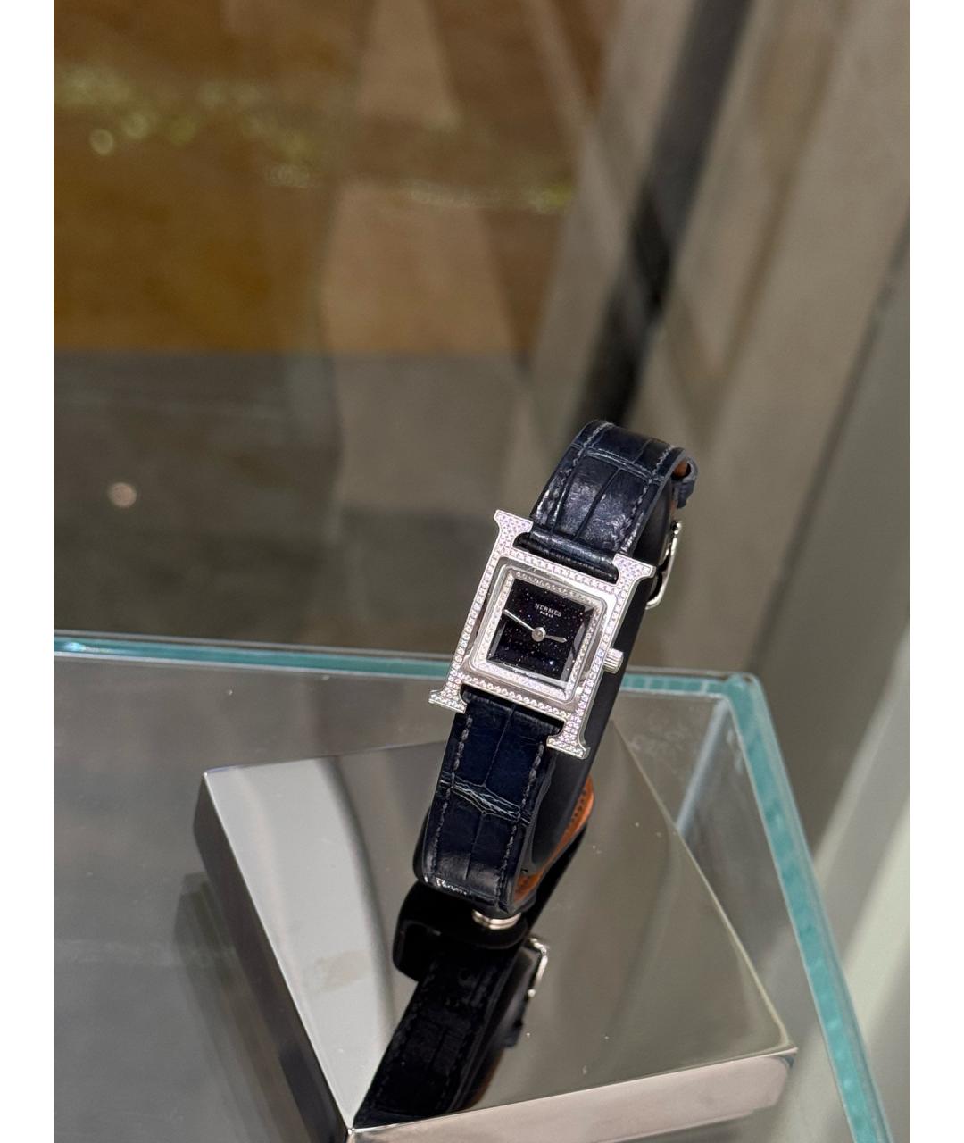 HERMES Черные металлические часы, фото 2