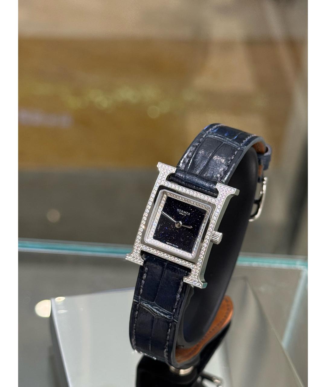 HERMES Черные металлические часы, фото 4