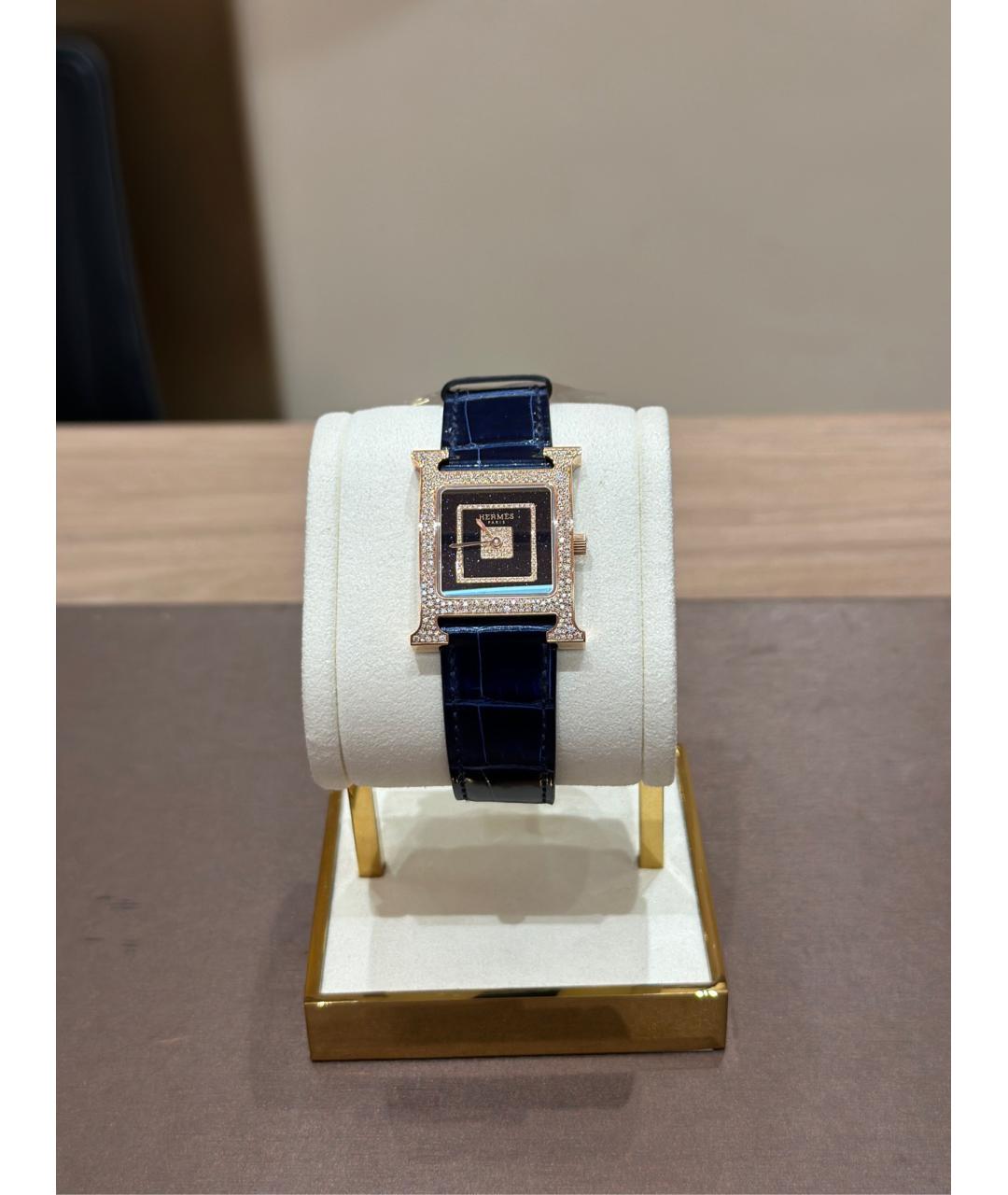 HERMES Голубые металлические часы, фото 2