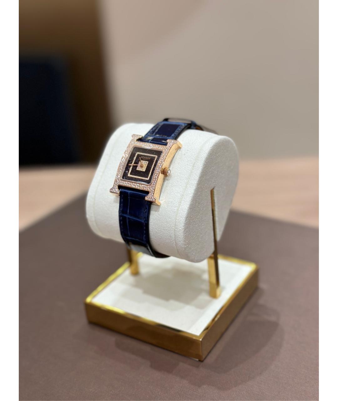 HERMES Голубые металлические часы, фото 3