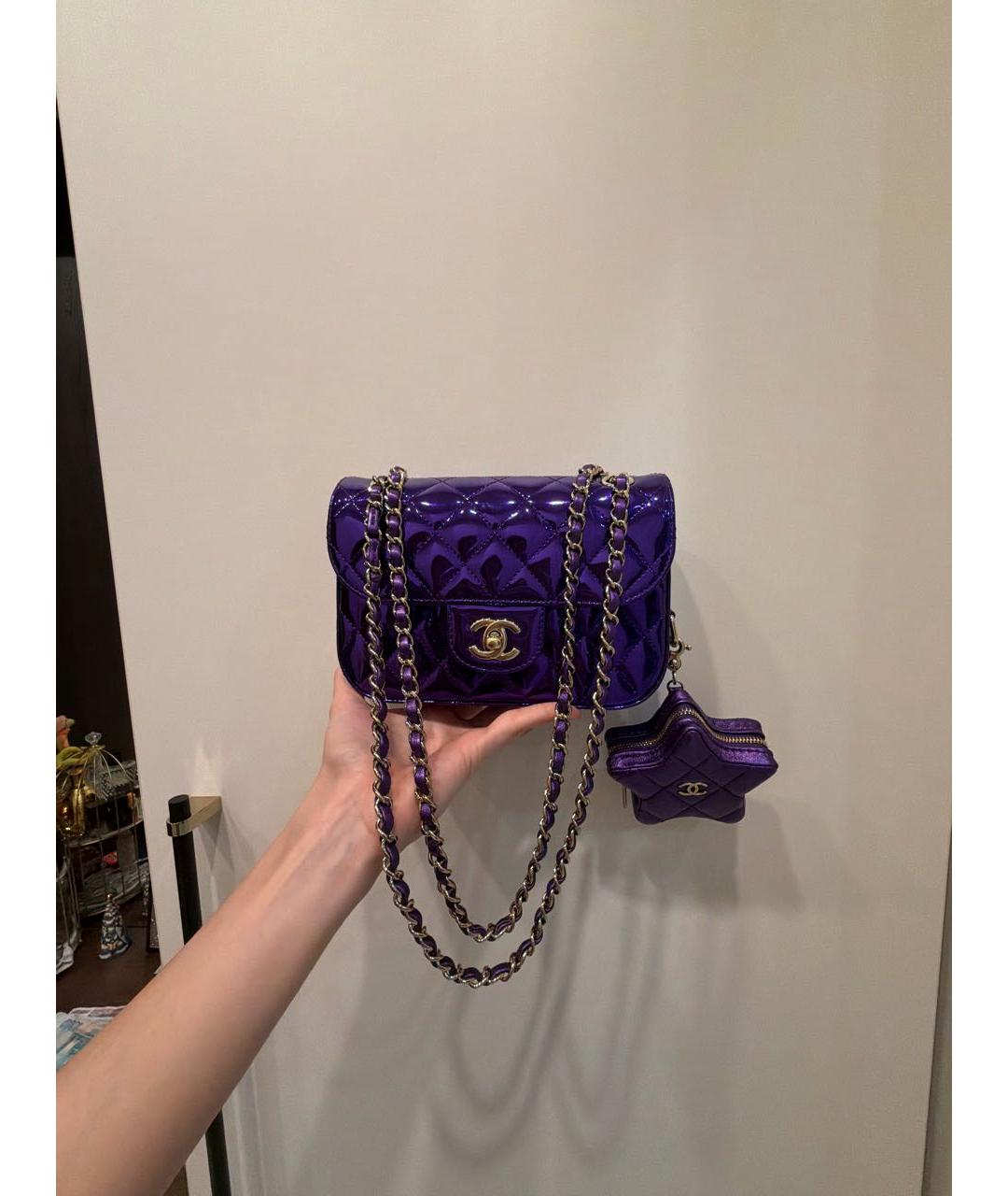 CHANEL Фиолетовая сумка через плечо из лакированной кожи, фото 7