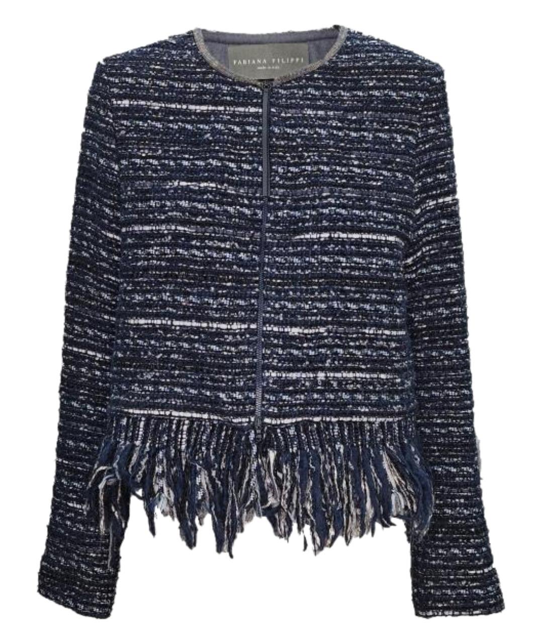 FABIANA FILIPPI Темно-синий хлопковый жакет/пиджак, фото 1