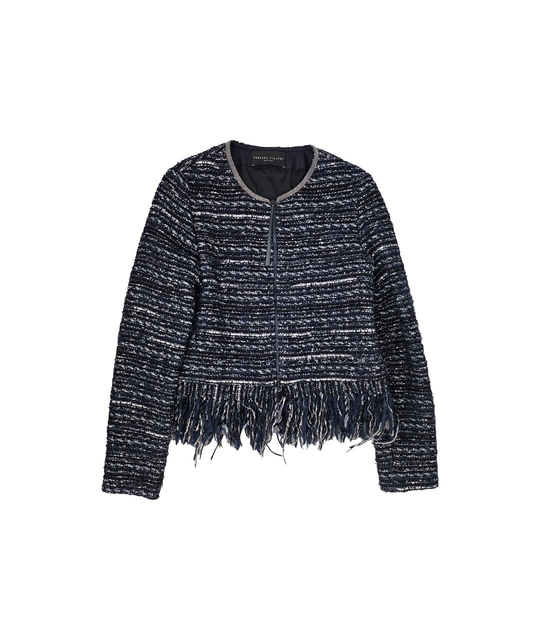 FABIANA FILIPPI Темно-синий хлопковый жакет/пиджак, фото 3
