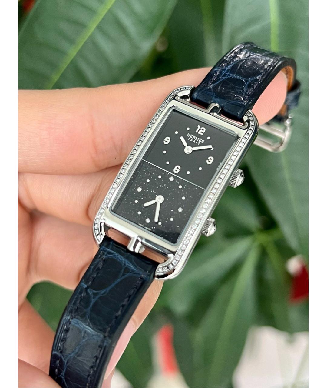 HERMES Черные металлические часы, фото 3