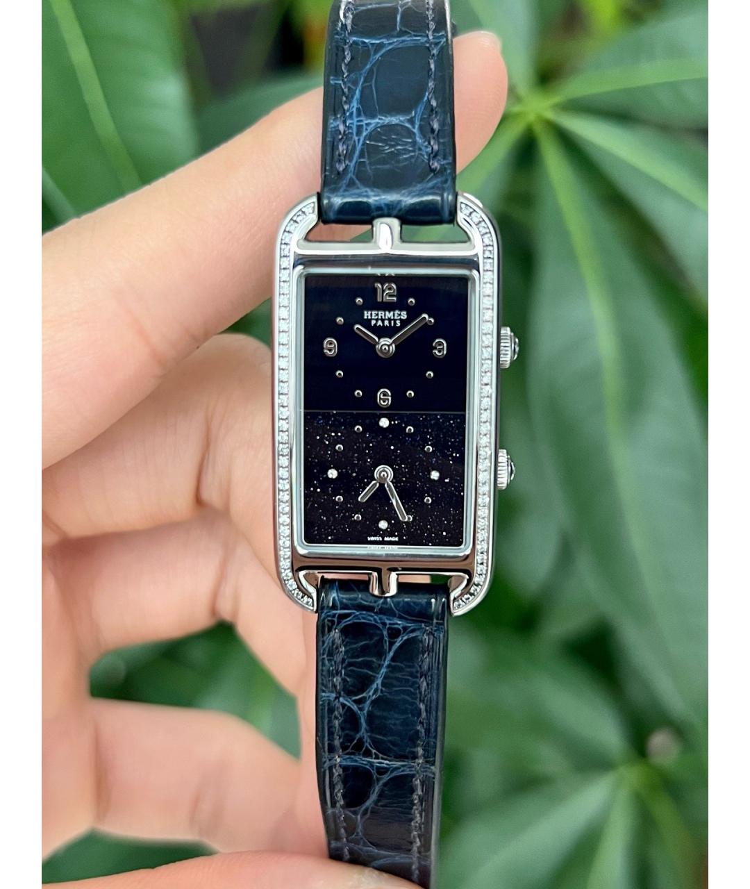 HERMES Черные металлические часы, фото 8