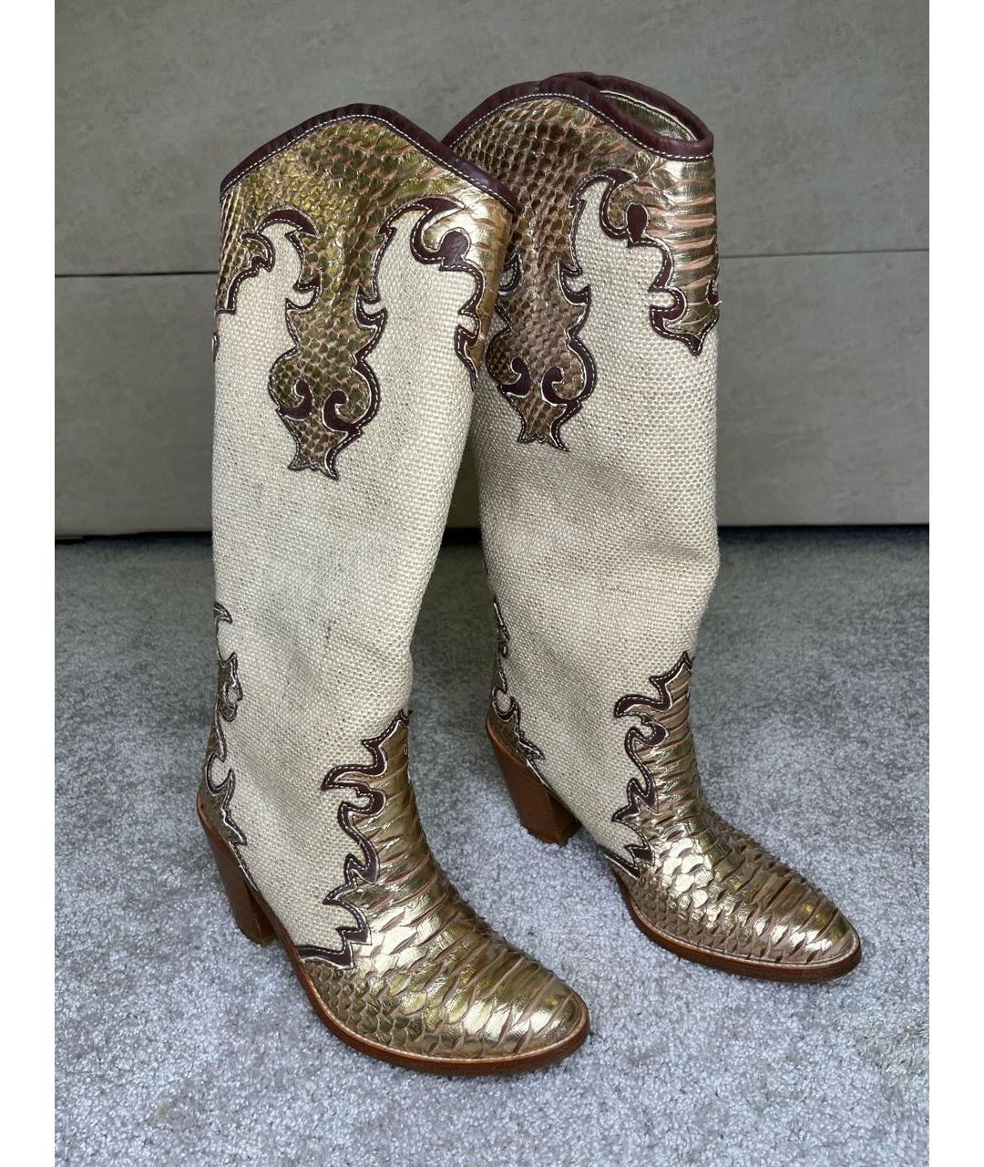 POLO RALPH LAUREN Золотые кожаные сапоги, фото 3