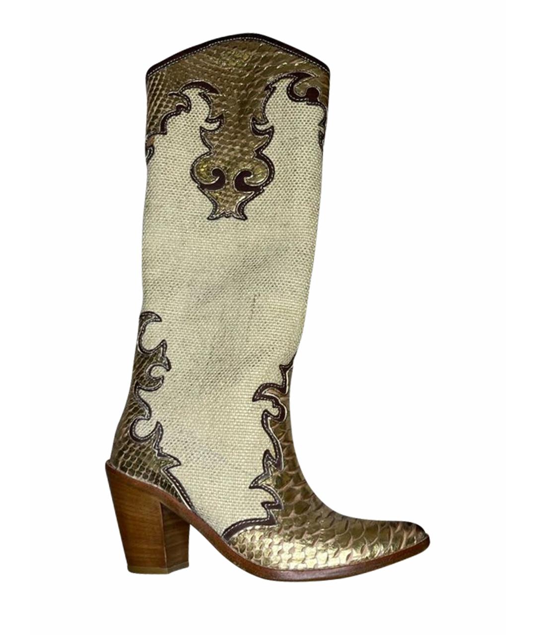 POLO RALPH LAUREN Золотые кожаные сапоги, фото 1