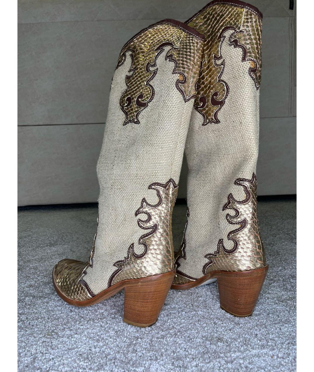 POLO RALPH LAUREN Золотые кожаные сапоги, фото 5