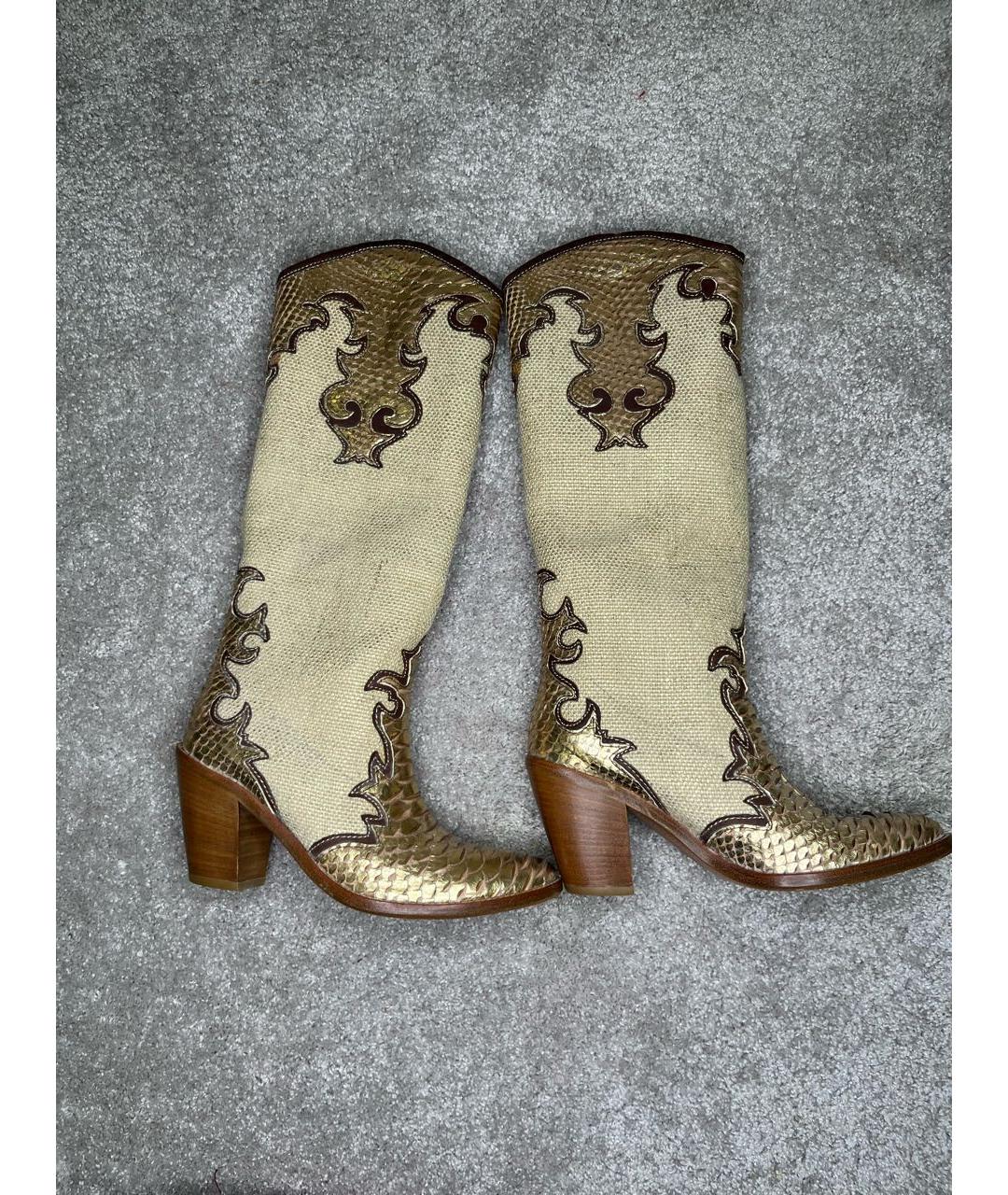 POLO RALPH LAUREN Золотые кожаные сапоги, фото 9