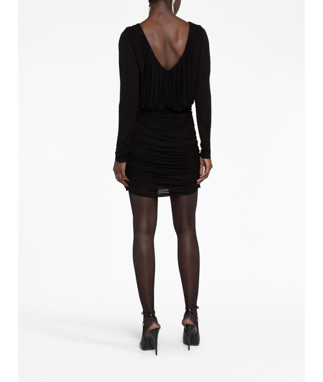 SAINT LAURENT Черное вискозное коктейльное платье, фото 4
