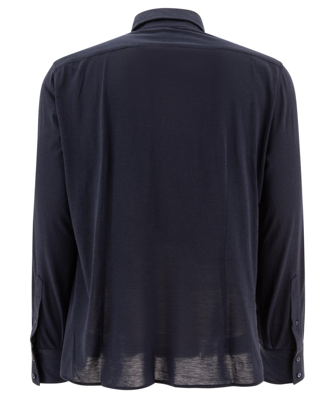 BRUNELLO CUCINELLI Темно-синяя шелковая кэжуал рубашка, фото 2