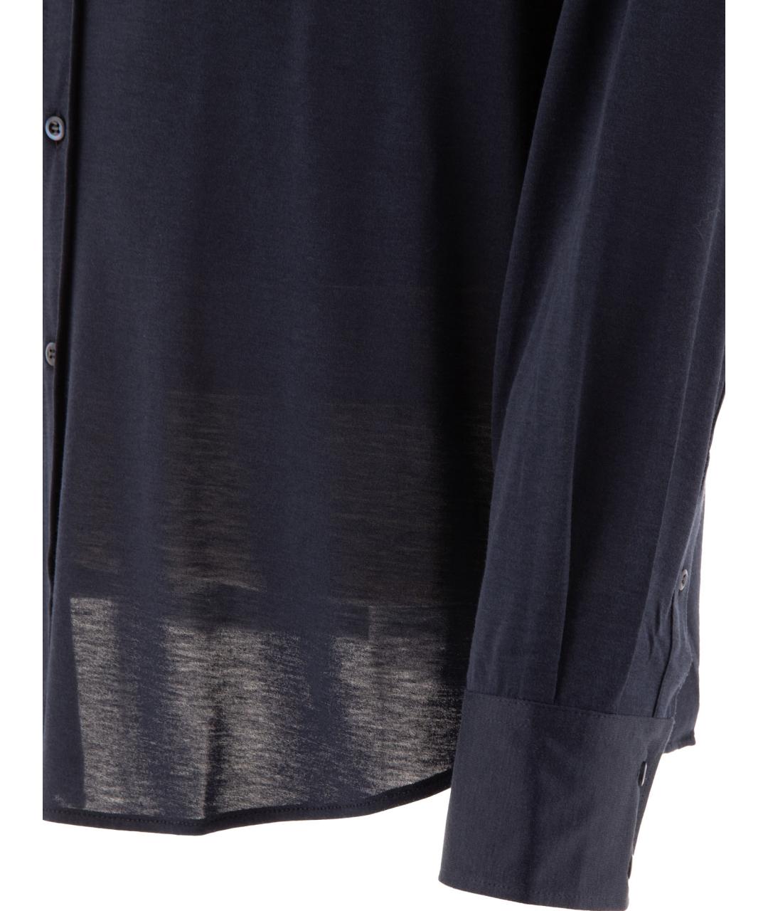 BRUNELLO CUCINELLI Темно-синяя шелковая кэжуал рубашка, фото 4
