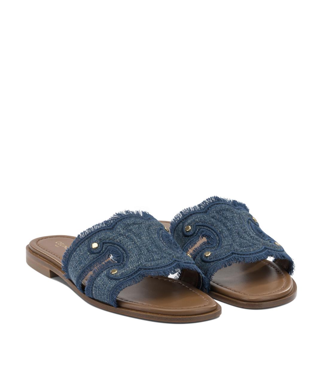 CELINE Синие текстильные шлепанцы, фото 2