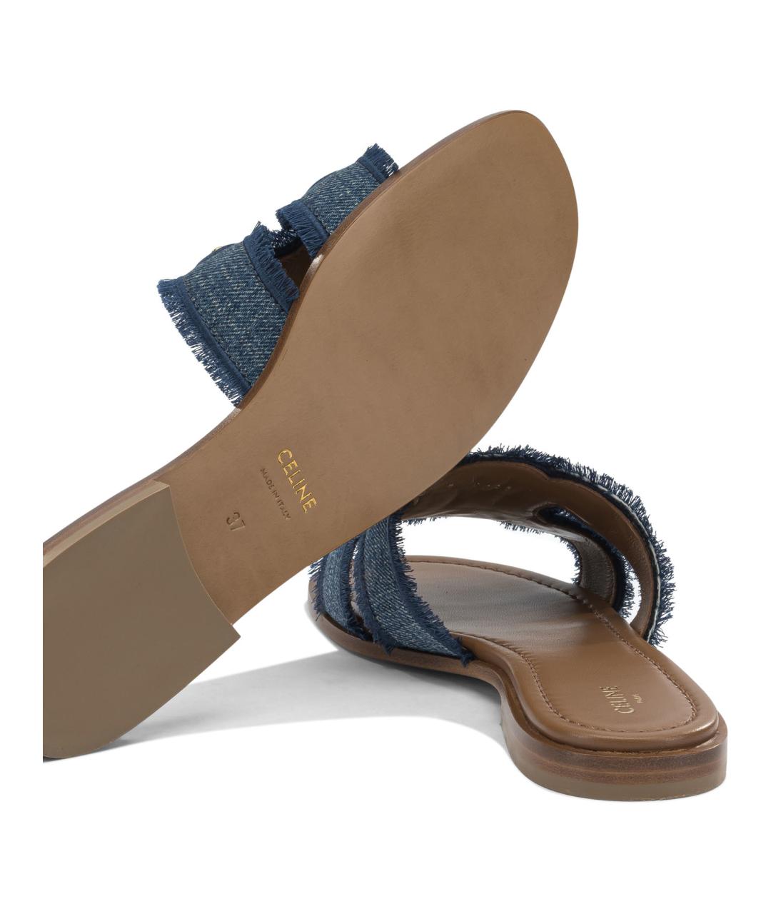 CELINE Синие текстильные шлепанцы, фото 5