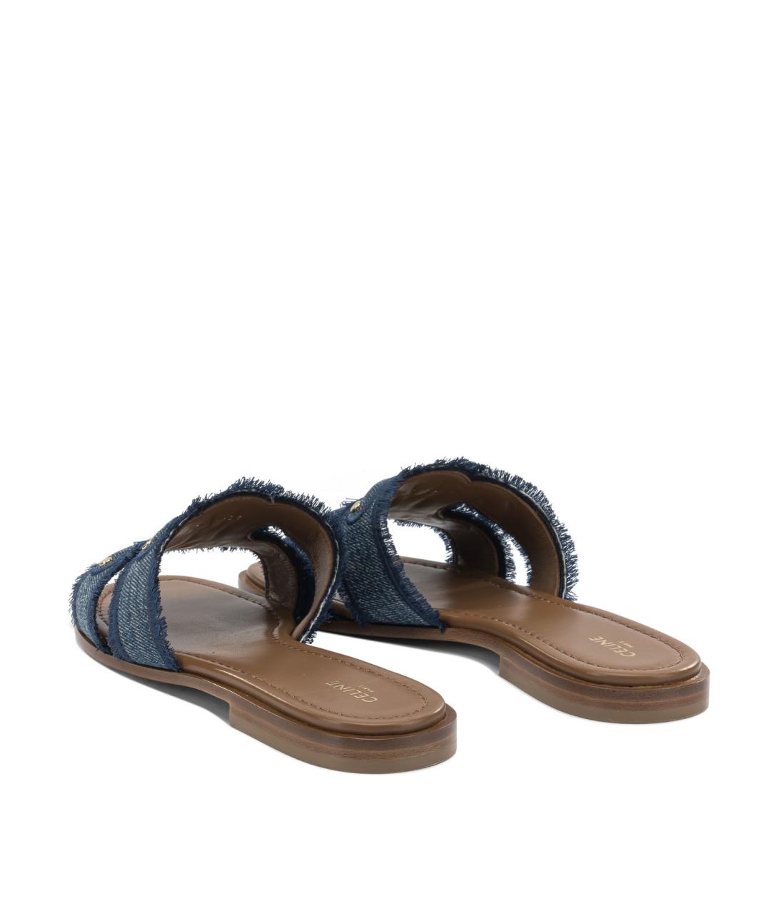 CELINE Синие текстильные шлепанцы, фото 4