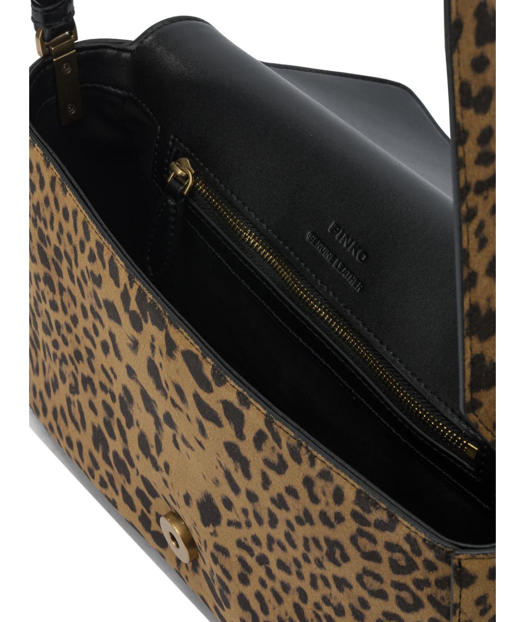 PINKO Коричневая кожаная сумка через плечо, фото 5