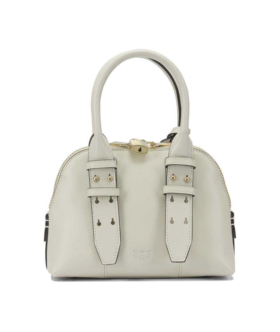 PINKO Белая кожаная сумка с короткими ручками, фото 3