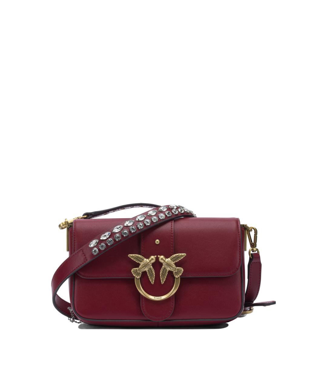 PINKO Бордовая кожаная сумка через плечо, фото 1
