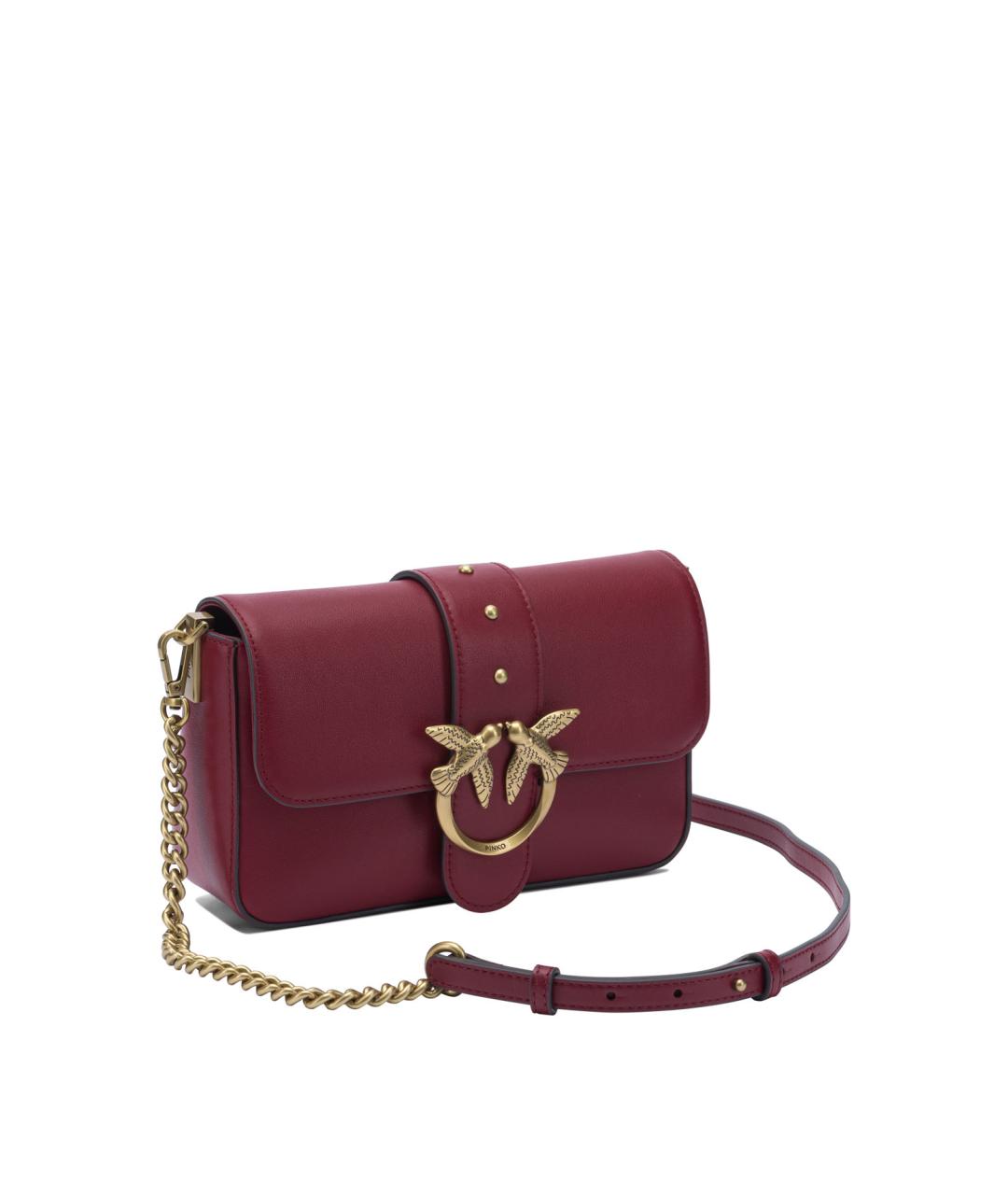 PINKO Бордовая кожаная сумка через плечо, фото 2