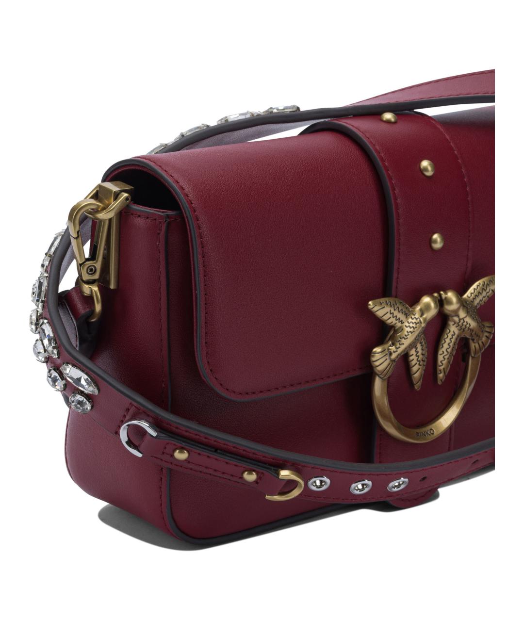 PINKO Бордовая кожаная сумка через плечо, фото 4