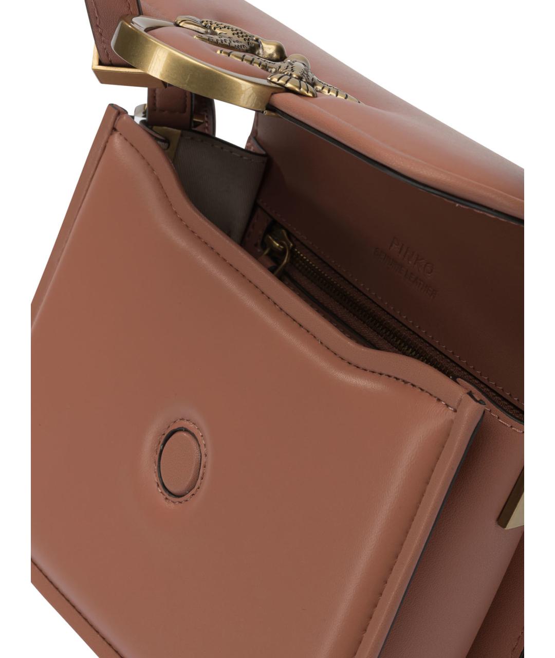 PINKO Коричневая кожаная сумка через плечо, фото 5