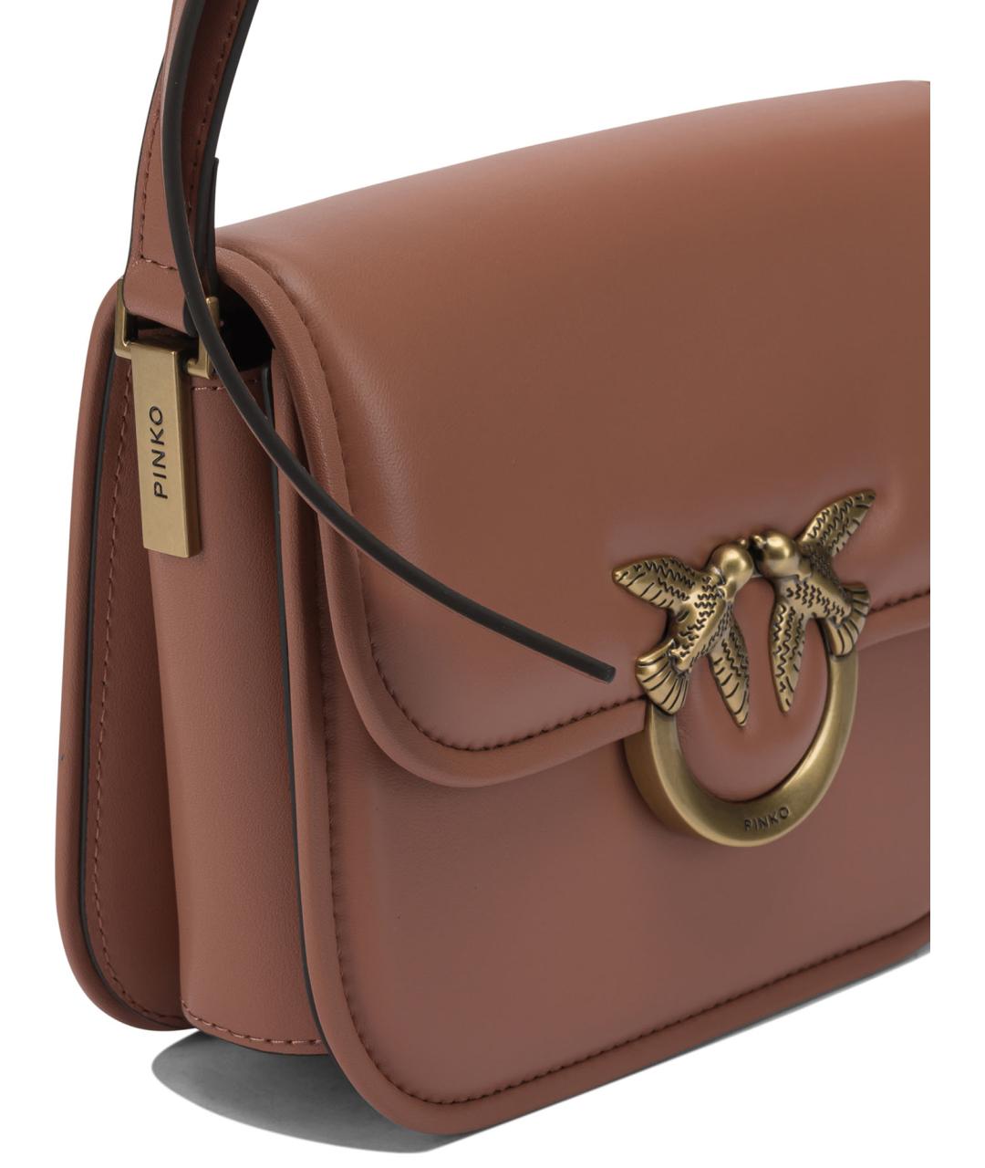 PINKO Коричневая кожаная сумка через плечо, фото 4