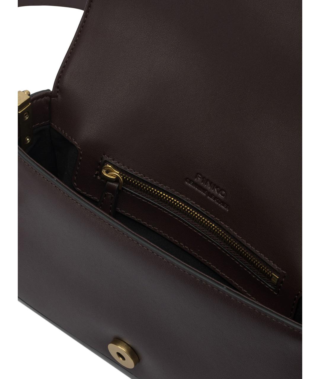 PINKO Бордовая кожаная сумка через плечо, фото 5