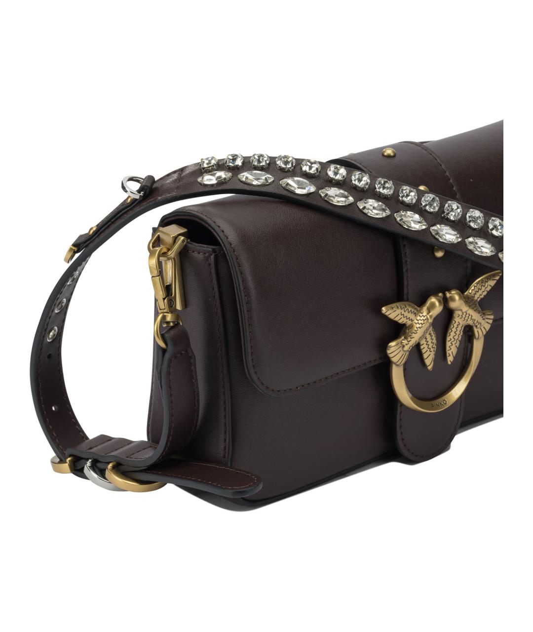 PINKO Бордовая кожаная сумка через плечо, фото 4