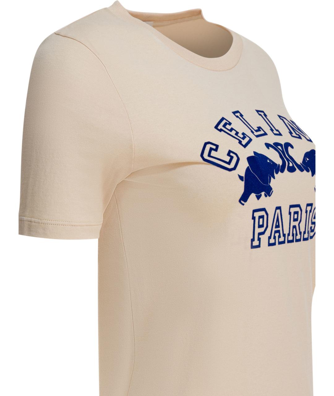 CELINE Белая хлопковая футболка, фото 4