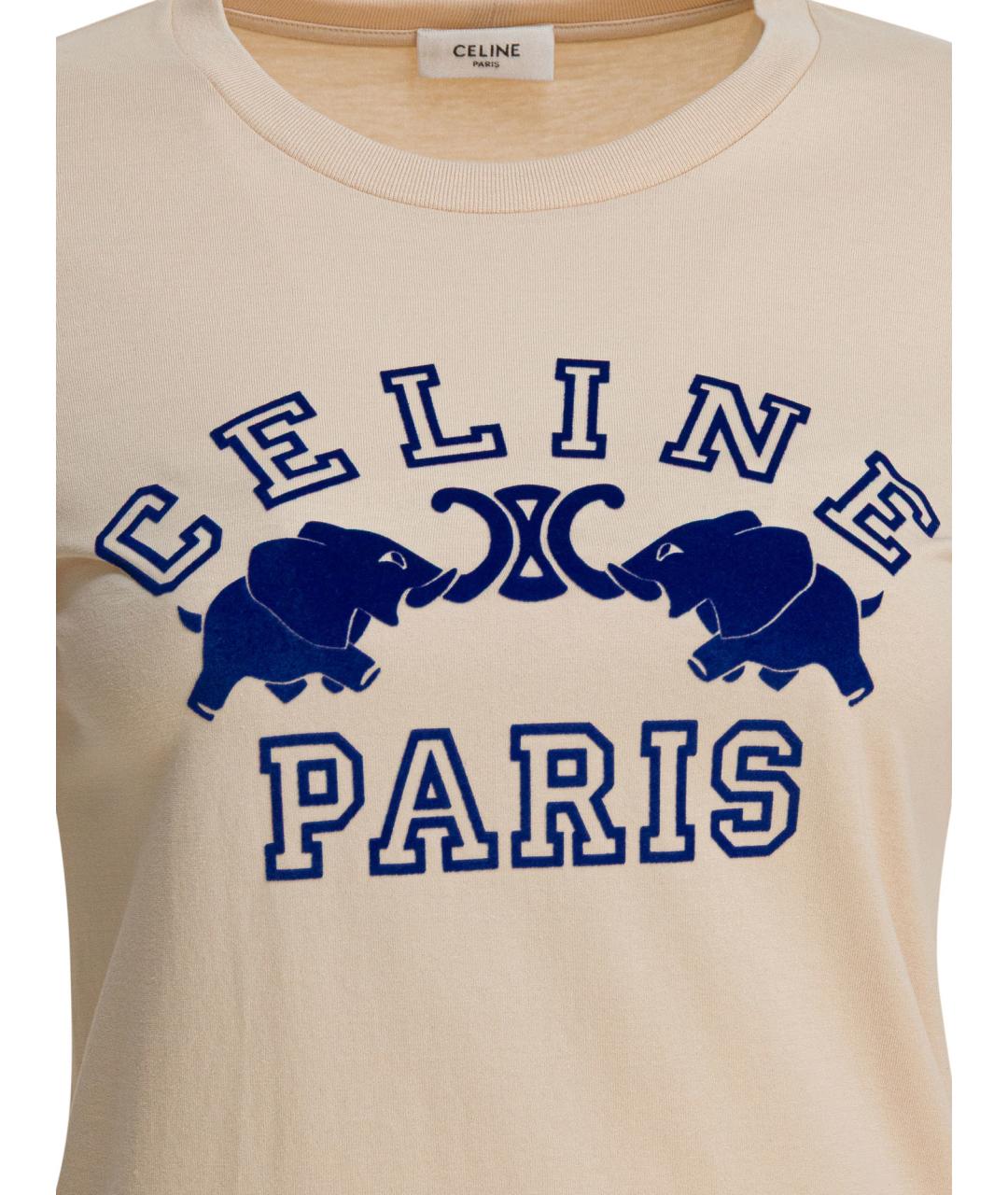 CELINE Белая хлопковая футболка, фото 3