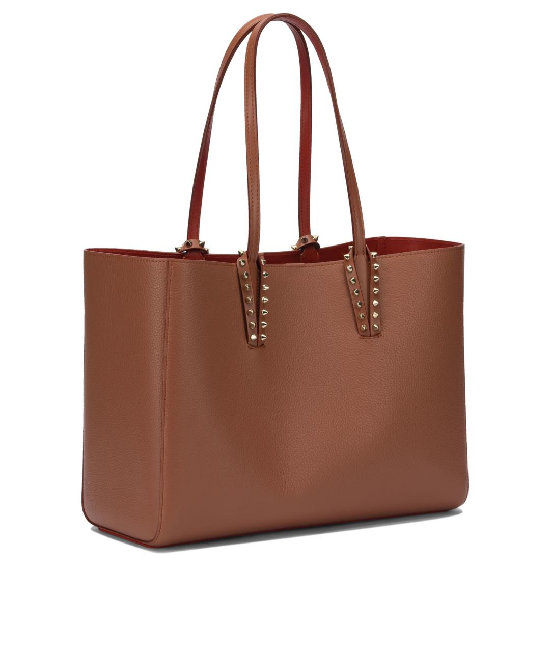 CHRISTIAN LOUBOUTIN Коричневая кожаная сумка тоут, фото 2