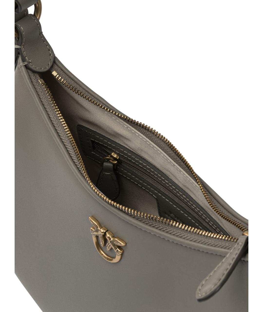 PINKO Серая кожаная сумка через плечо, фото 5