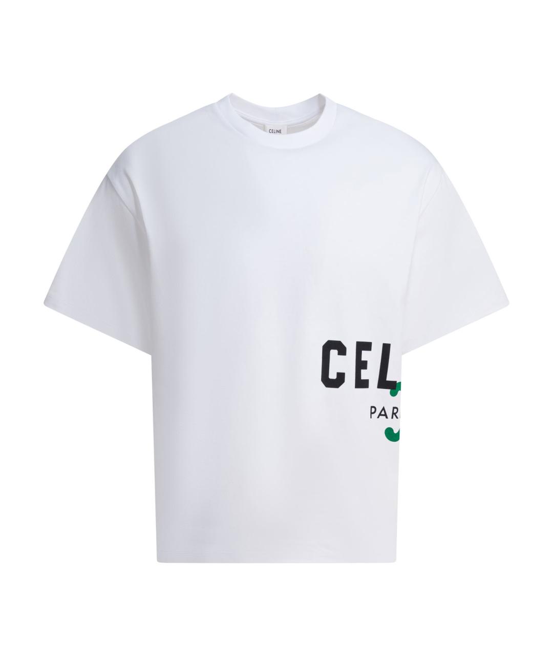 CELINE Белая хлопковая футболка, фото 1