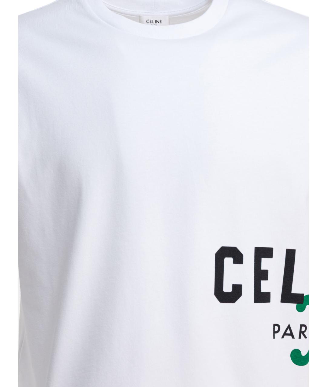 CELINE Белая хлопковая футболка, фото 3