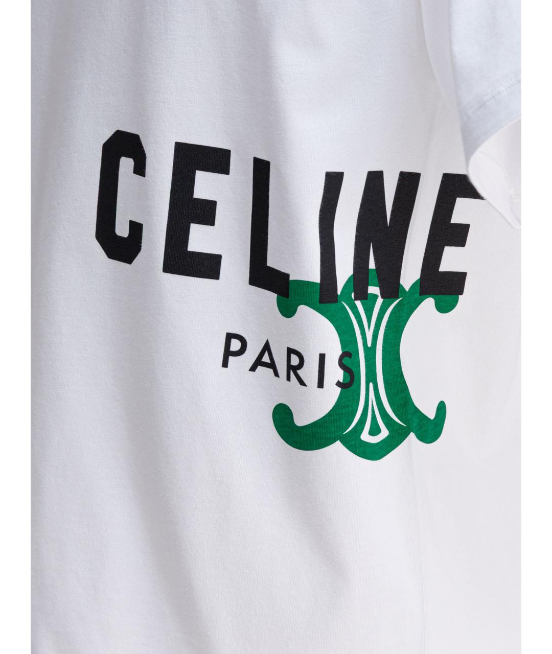 CELINE Белая хлопковая футболка, фото 4