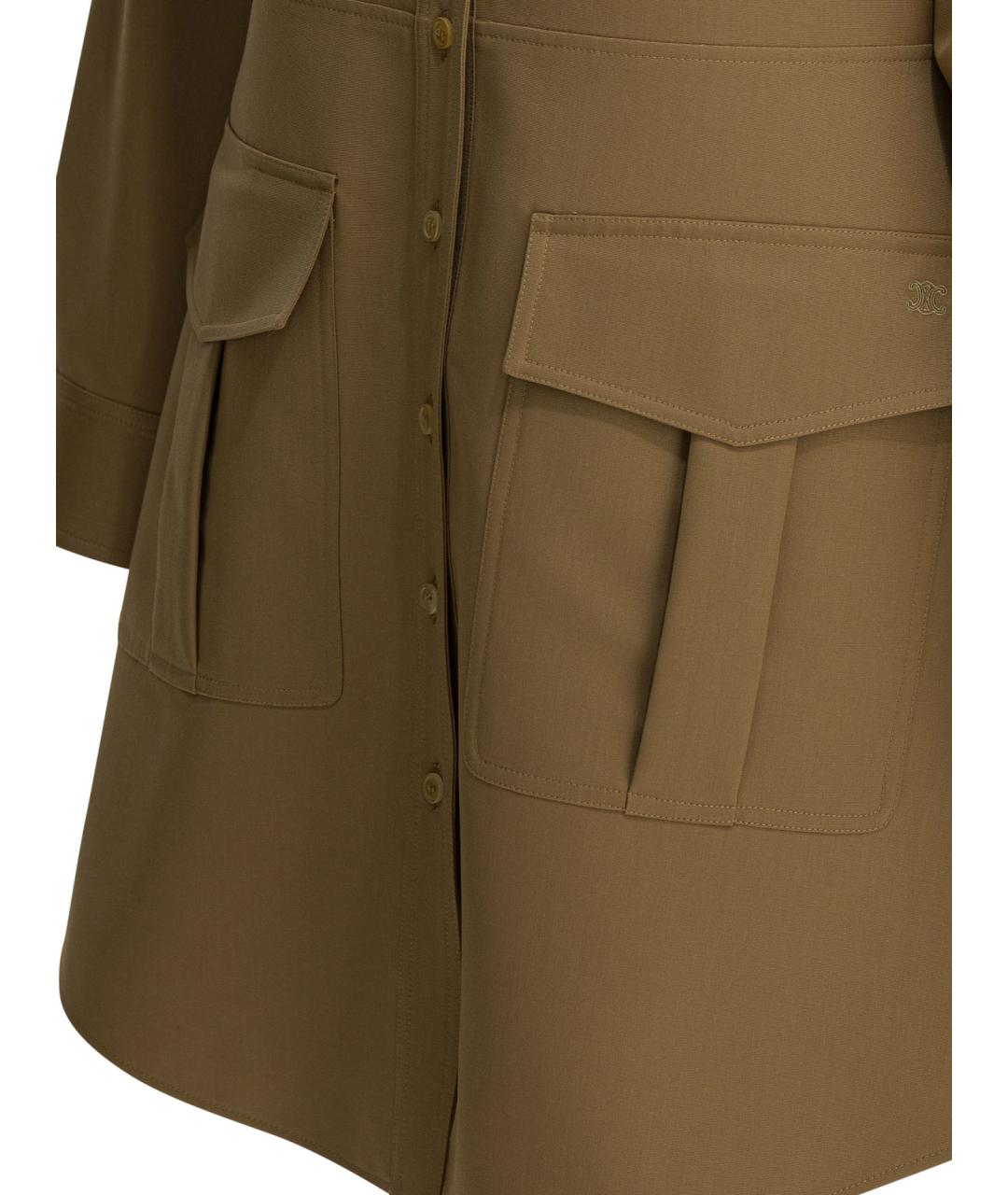 CELINE Коричневое шерстяное повседневное платье, фото 4