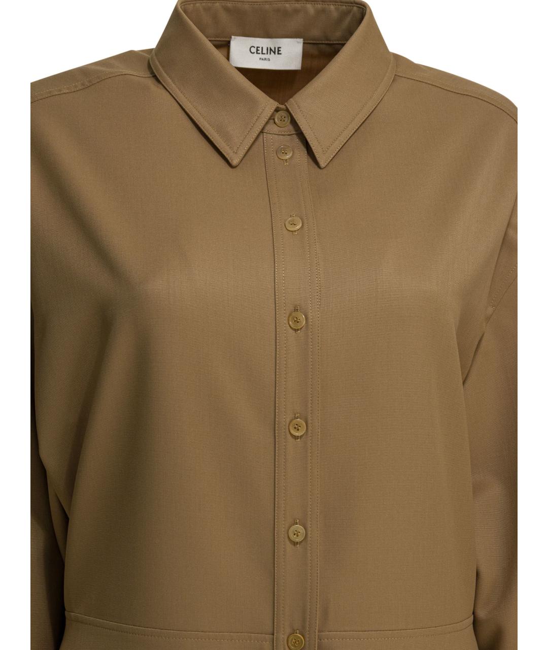 CELINE Коричневое шерстяное повседневное платье, фото 3