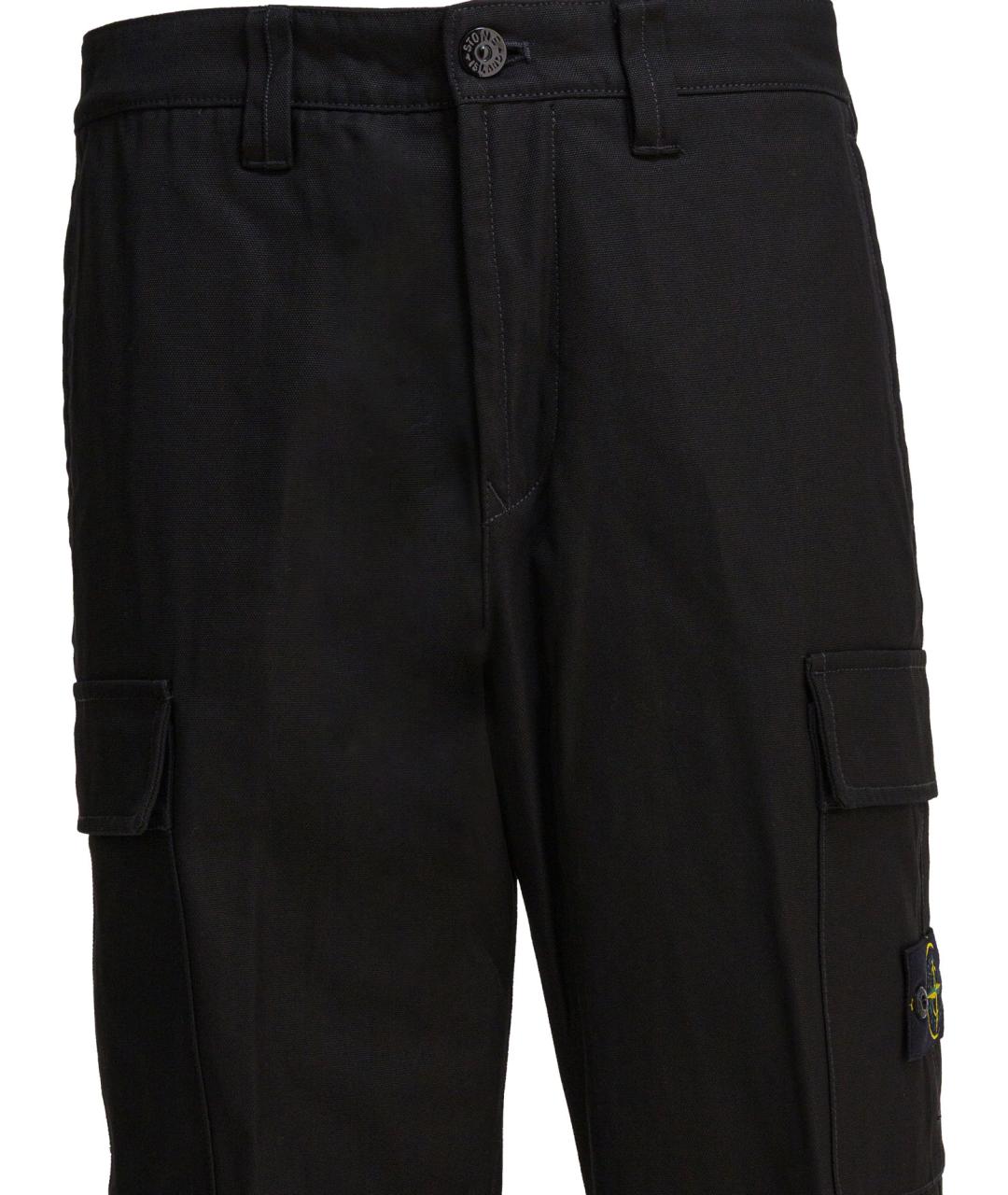 STONE ISLAND Черные хлопковые повседневные брюки, фото 3
