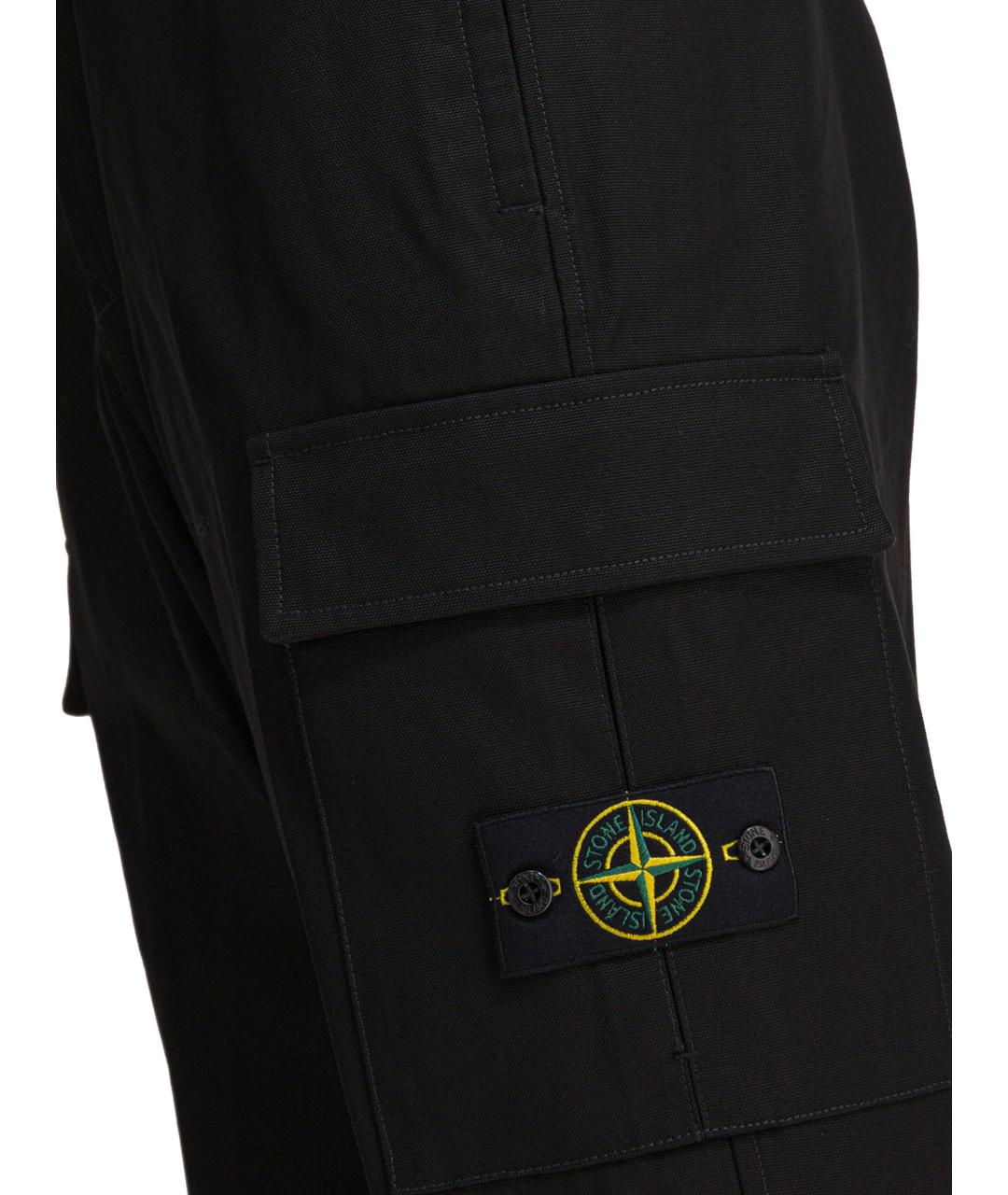 STONE ISLAND Черные хлопковые повседневные брюки, фото 4