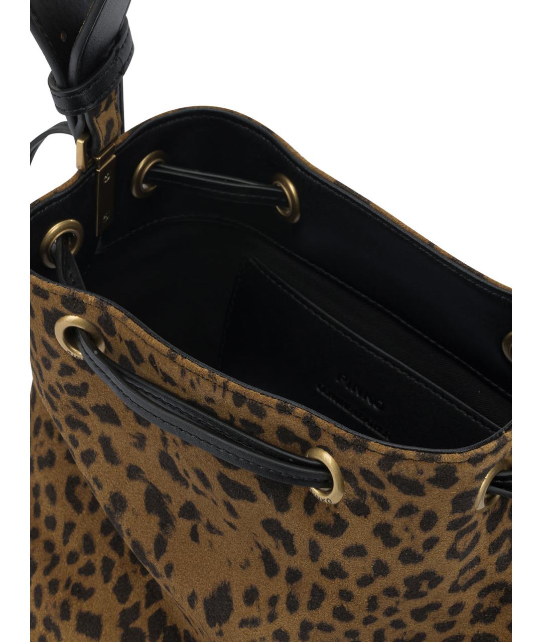 PINKO Коричневая кожаная сумка через плечо, фото 5