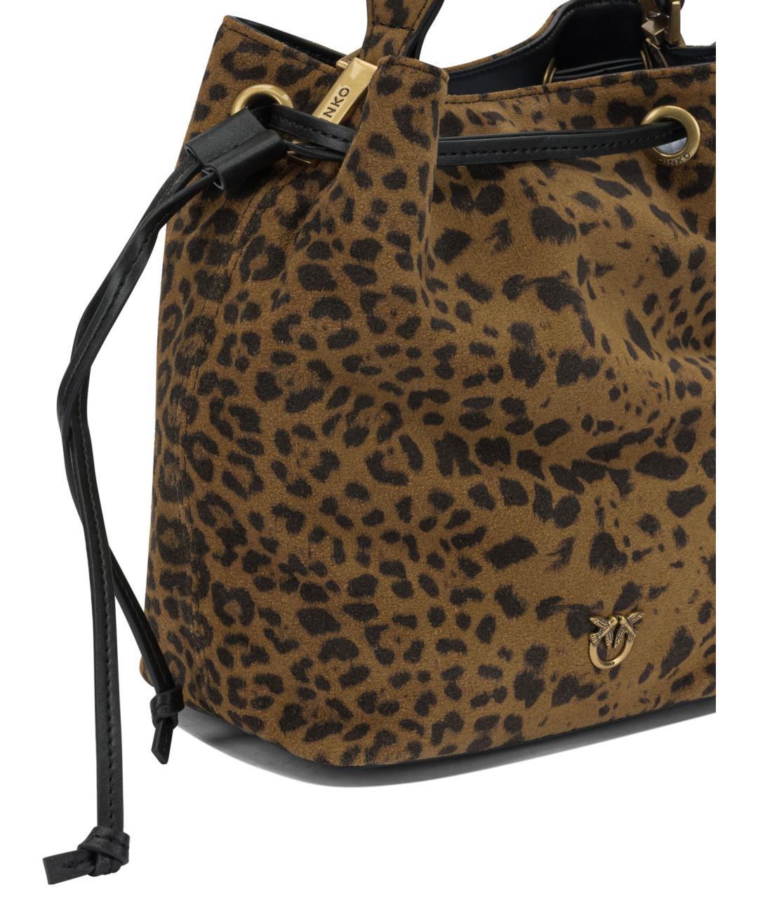 PINKO Коричневая кожаная сумка через плечо, фото 4