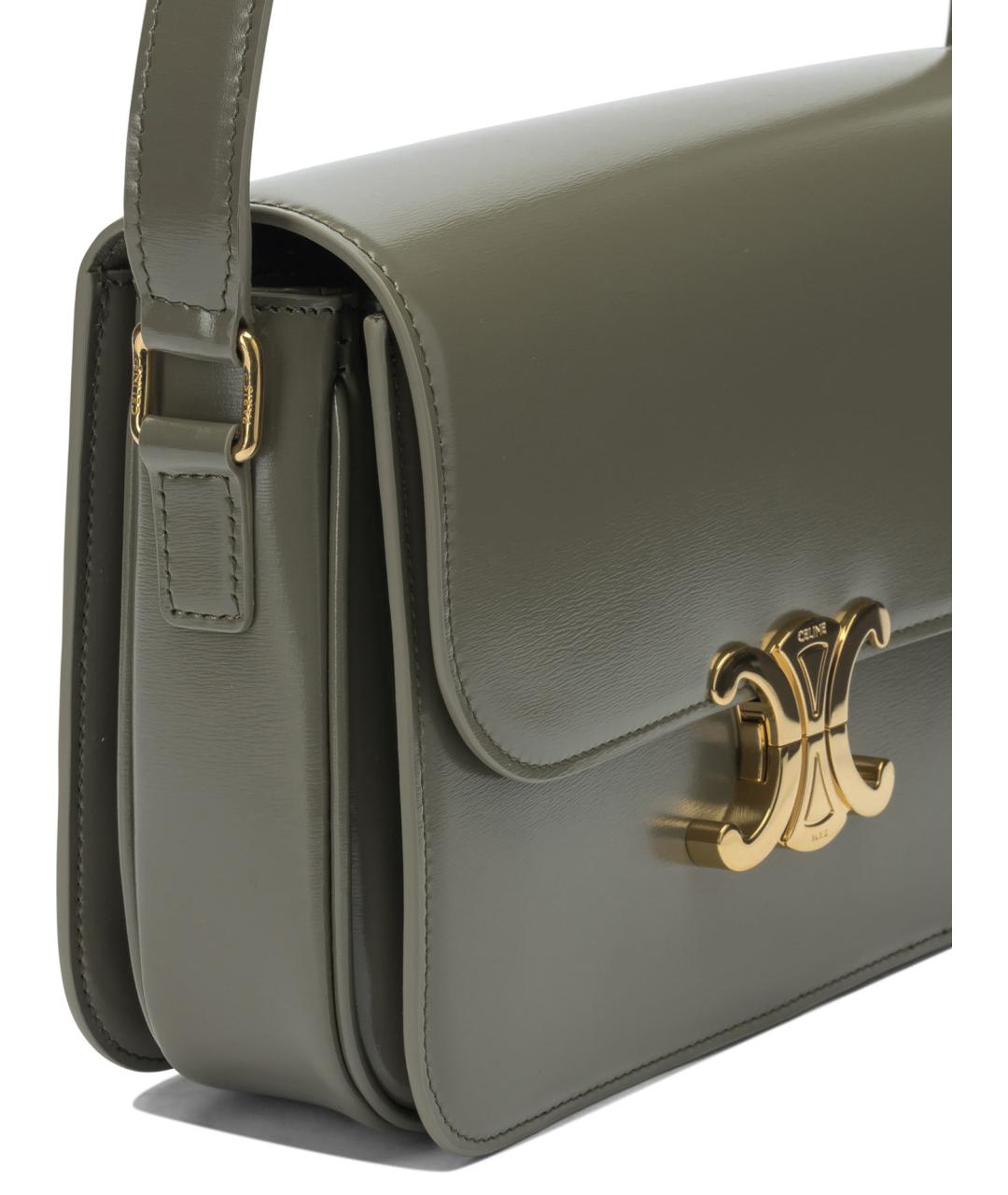 CELINE Зеленая кожаная сумка через плечо, фото 4