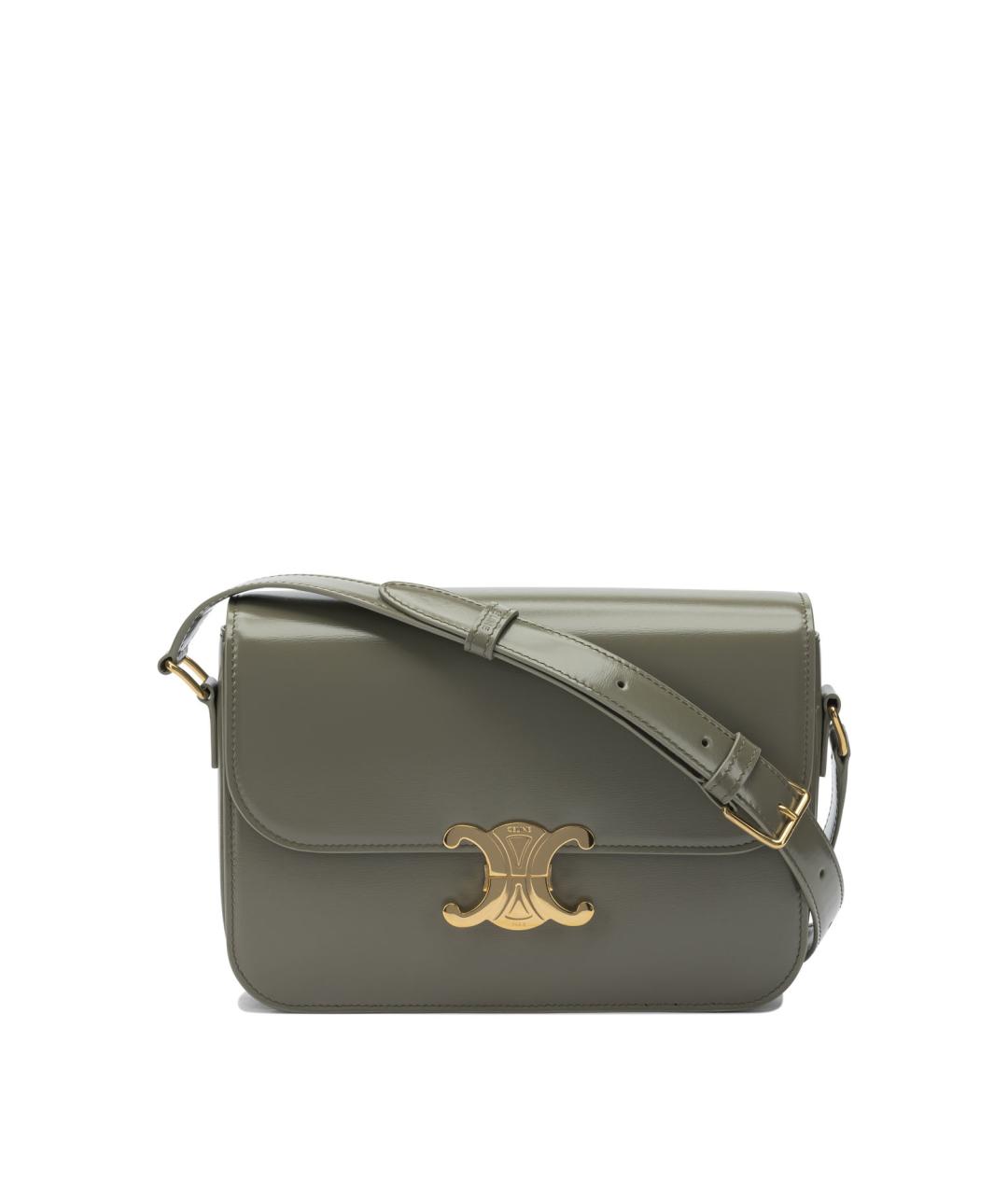 CELINE Зеленая кожаная сумка через плечо, фото 1