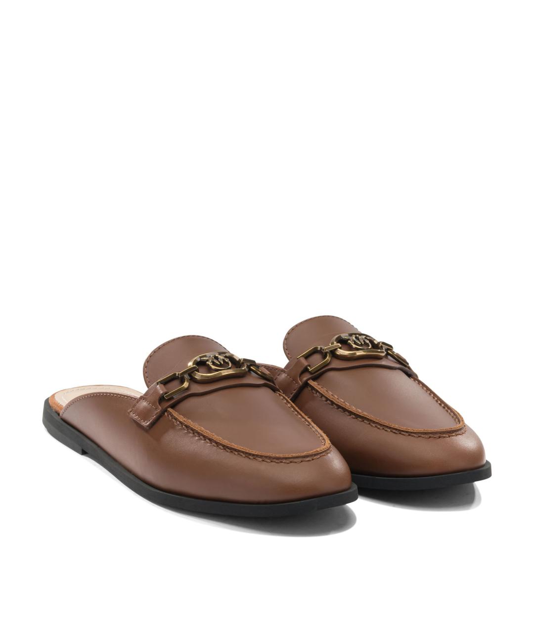 PINKO Коричневые кожаные мюли, фото 2