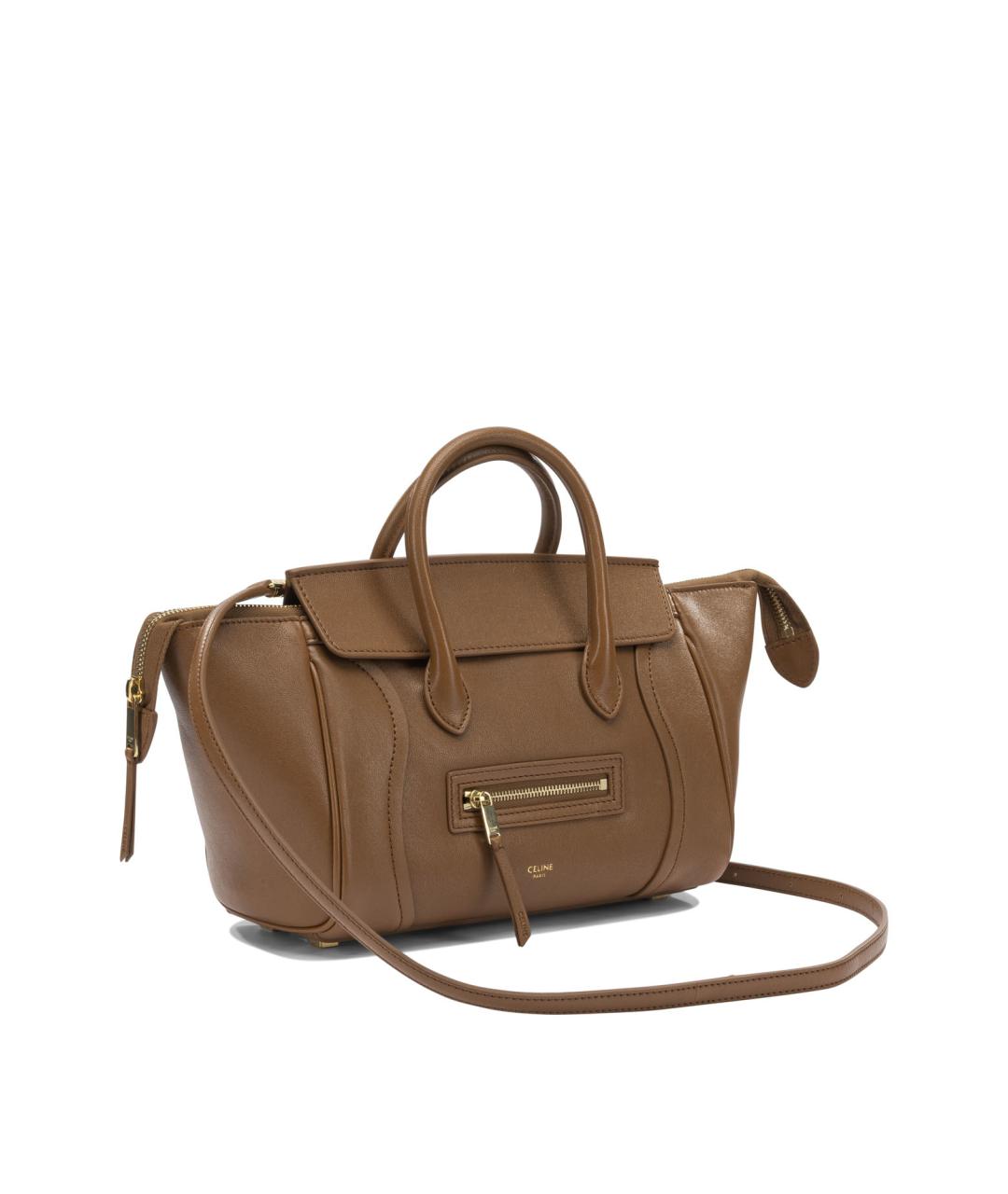 CELINE Коричневая кожаная сумка тоут, фото 2
