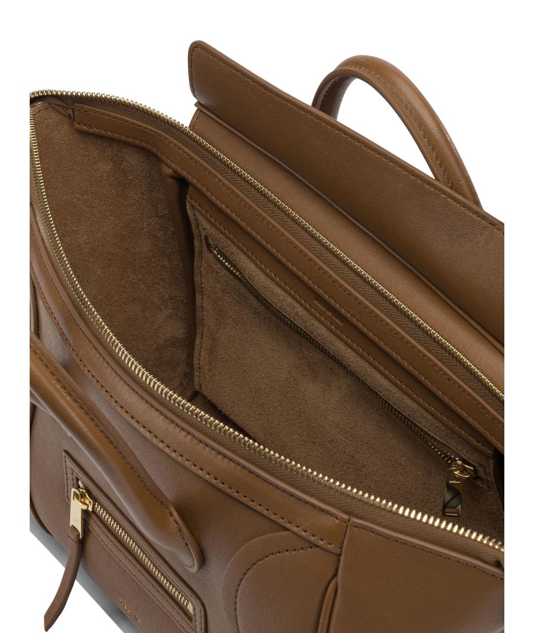 CELINE Коричневая кожаная сумка тоут, фото 5