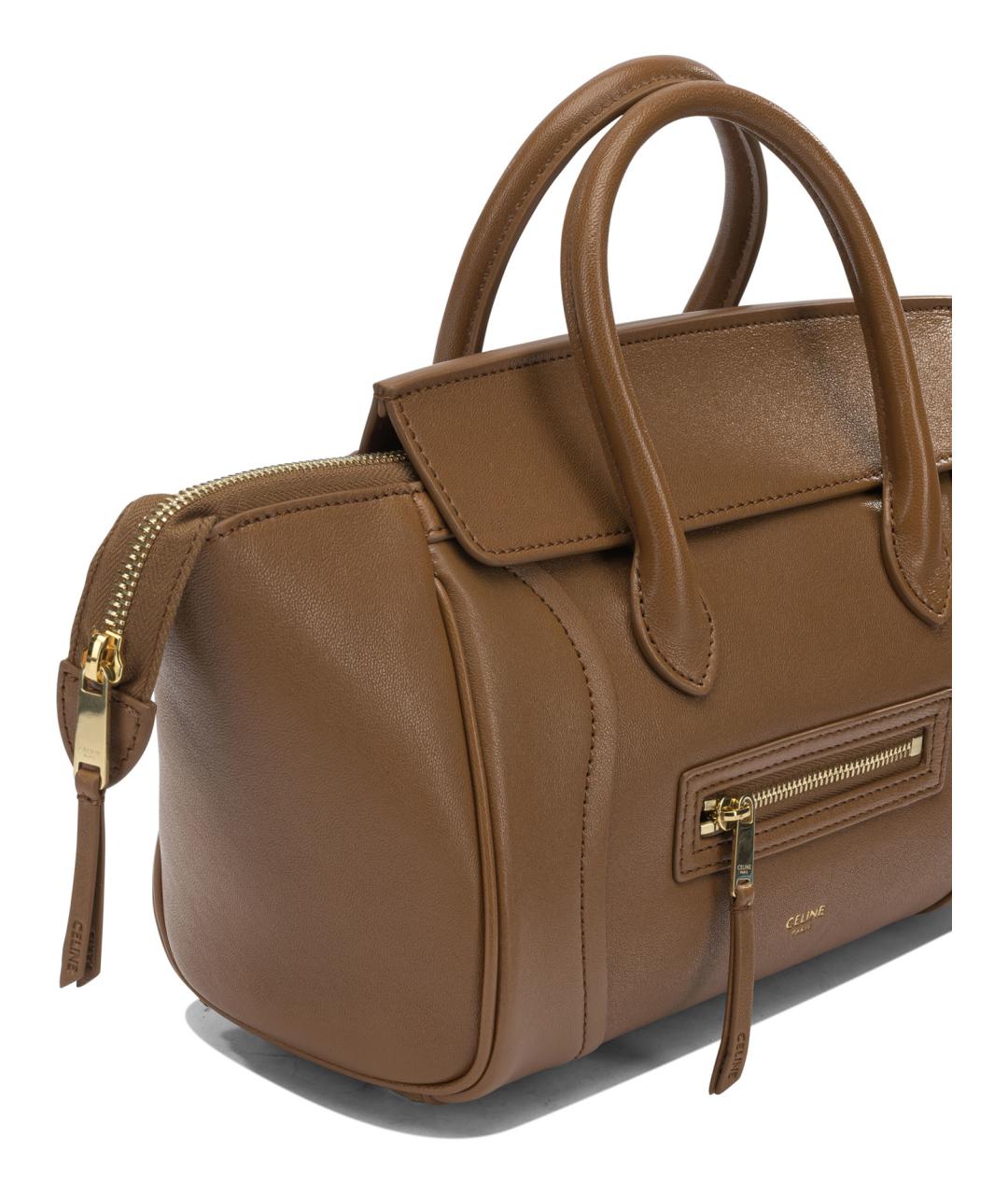 CELINE Коричневая кожаная сумка тоут, фото 4